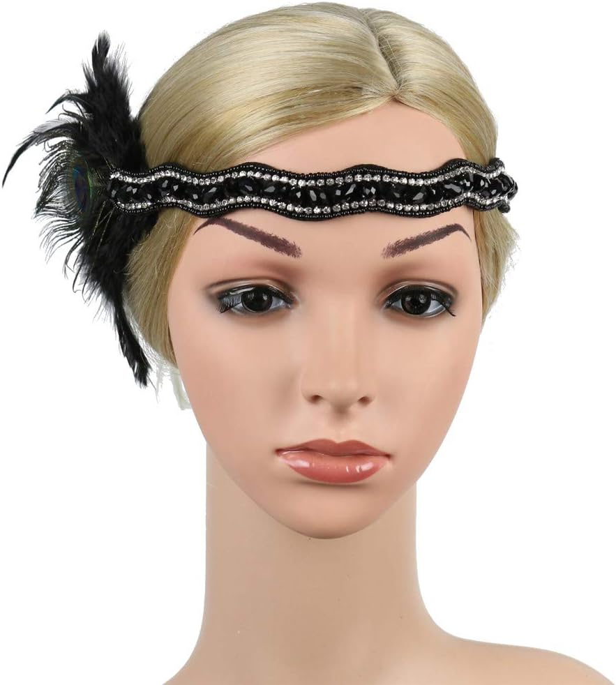 1920s Headpiece Great Gatsby Accessories Flapper Headband Wedding Headpieces for Bride Roaring 20's Art Deco Hair Clip - Image 3