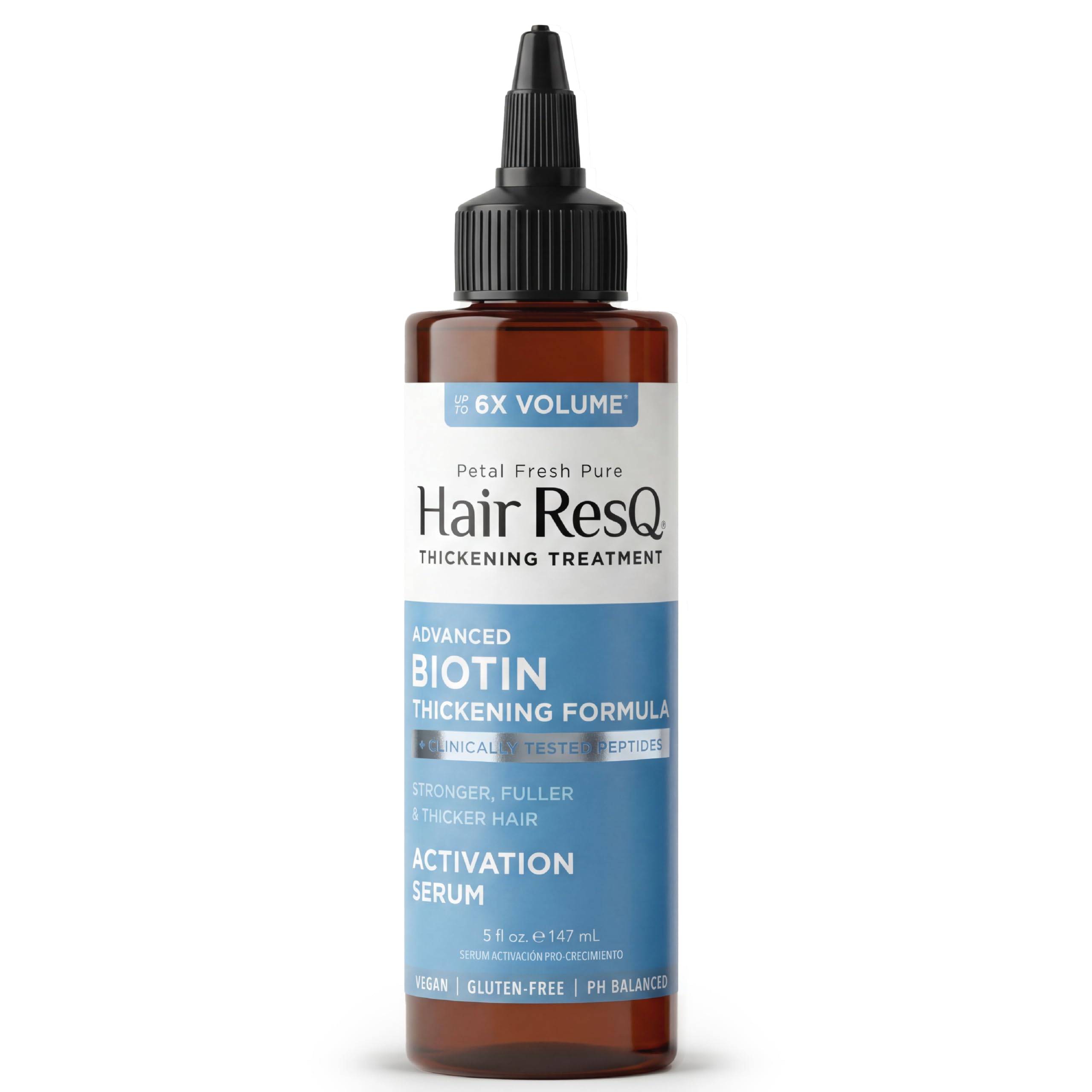 Petal Fresh Hair ResQ Biotin Thickening Serum – Pro-Growth Formula with Peptides & Biotin for Thinning Hair, Adds Volume for Stronger, Fuller Hair, Vegan & Sulfate-Free, 5oz