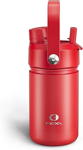Miniatura 168 de ENCOOL Botella de agua aislada con popote, de acero inoxidable, a prueba de fugas, sin BPA, al vacío de doble pared que se mantiene fría durante 24