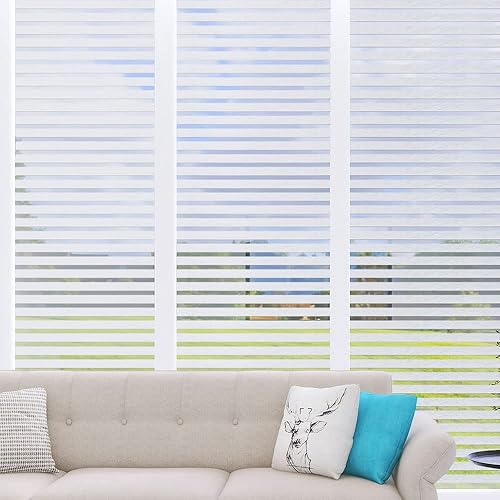 Miniatura 2 de Película esmerilada a rayas para ventana, calcomanía de privacidad para ventana, vinilo decorativo para ventana, protección UV, película estática