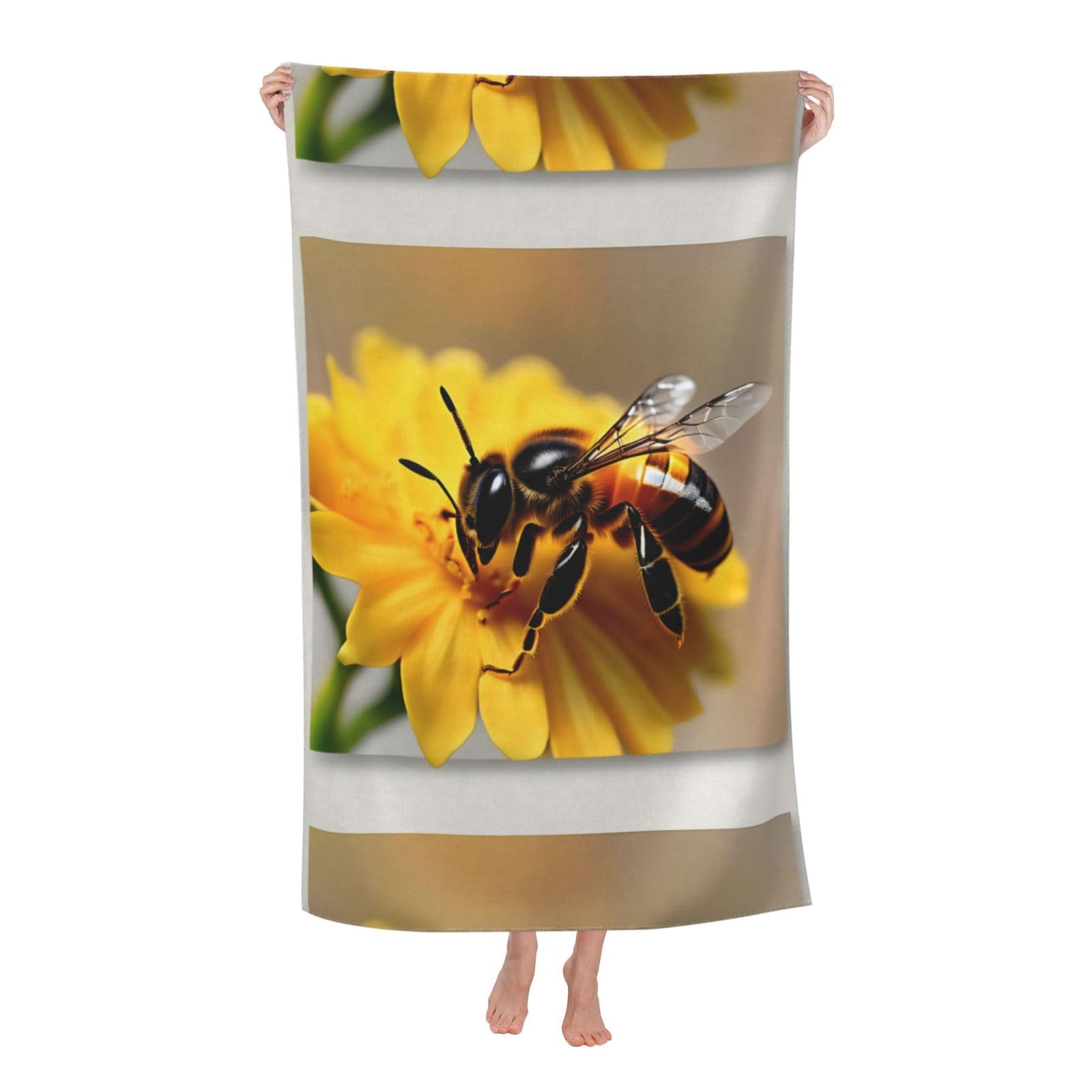Cbaaghh Honey Bee And Flower Print Adult Beach Towels,Beach & Pool Towel,Beach Towels,Towels For Camping