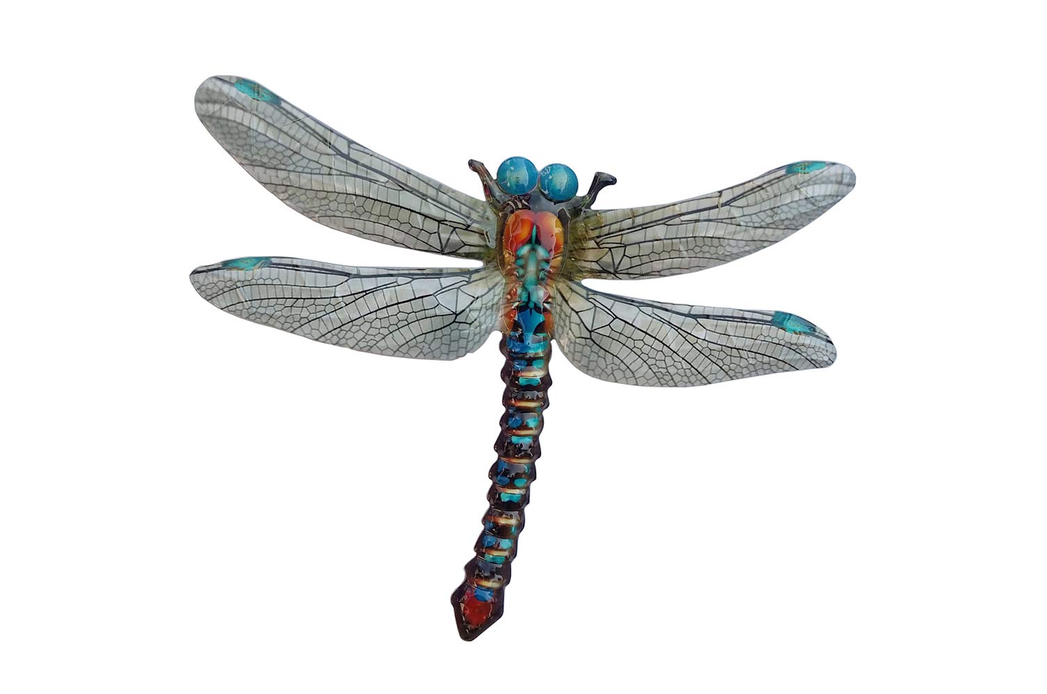 Large Metal Dragonfly Garden Outdoor Decorative Garden Piece (Blue)
