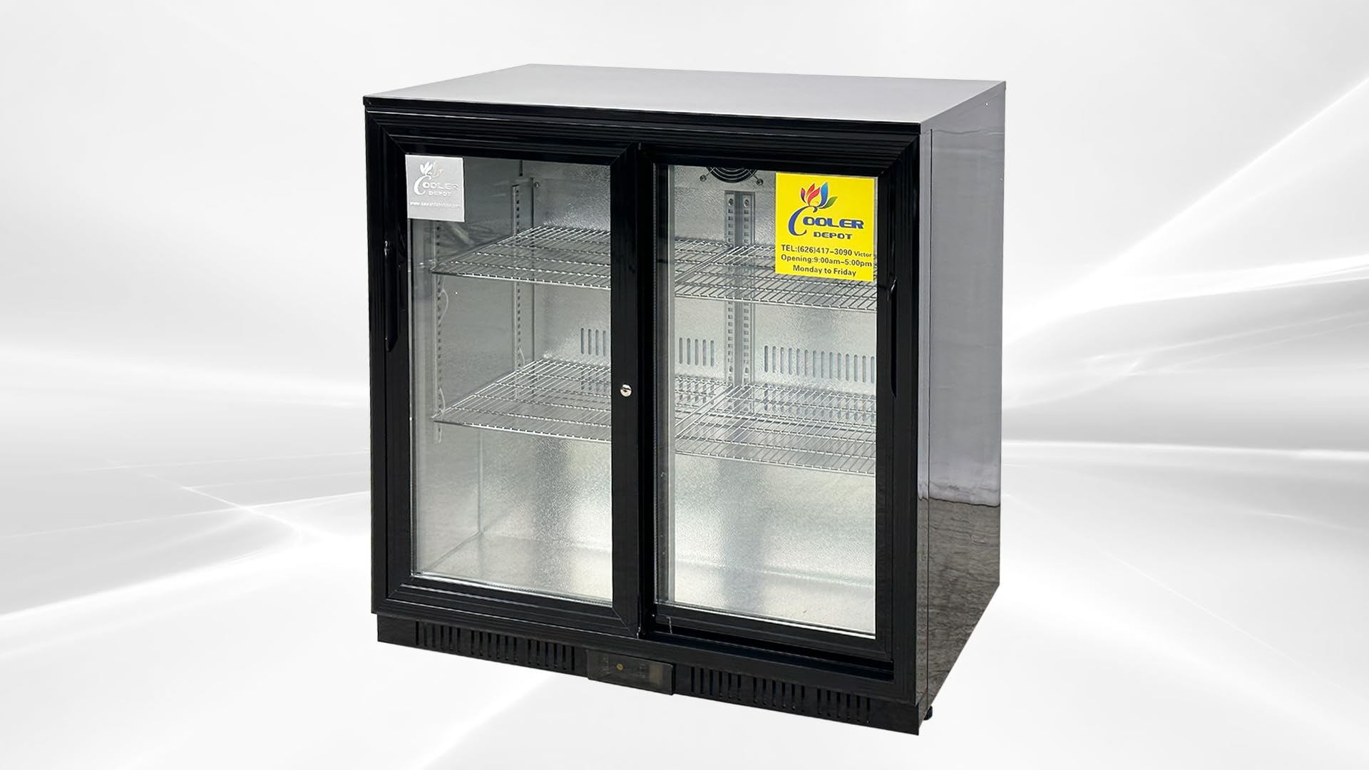 Beer Back Bar Cooler Commercial Refrigerator 35" Width, Capacity 7.4 Cuft (208l) Black Under Counter With Two 2 Sliding Doors Nsf Bb2s on Fridge.com - View 4