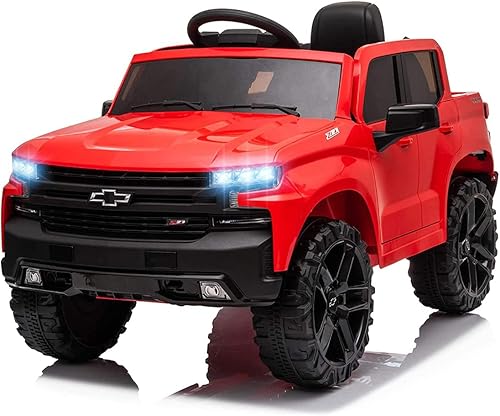 Miniatura 1 de Chevrolet Silverado - Vehículo eléctrico de 12 V para niños y niñas con control remoto para padres 2 velocidades 4 ruedas luces LED música blanco