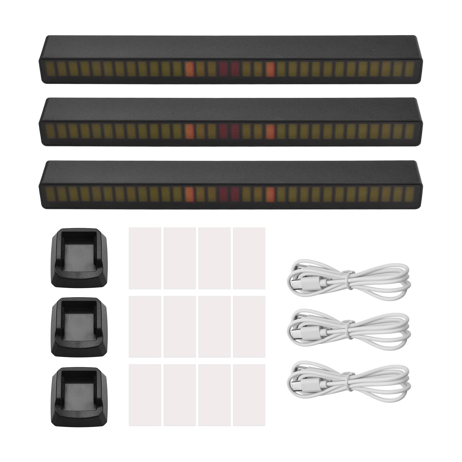 Kontrola dźwięku RGB Lampy rytmiczne 3 sztuki 32 lamp LED spektrum dźwięku z 18 trybami kolorów 5 prędkości 4 poziomy jasności USB C Przenośne, aktywowane głosem oświetlenie (3 PCS)