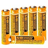 6 Pack 550mAh 1.2V AAA Rechargeble Battery,HHR-55AAABU NI-MH Replacement Battery for Pasonic Cordless Phones