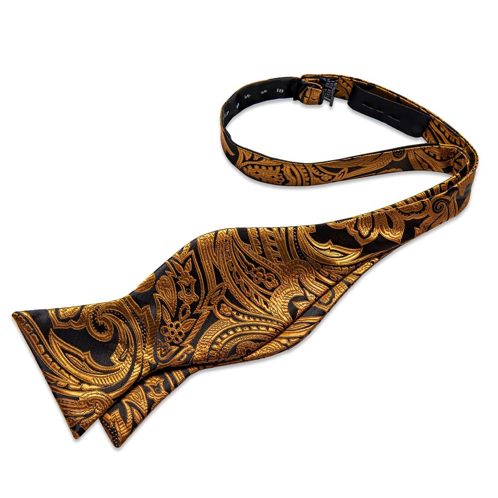 Mode Gold Jacquard Paisley Blumen Herren Fliege Zubehör Hochzeit Fliege Einstecktuch Manschettenknöpfe