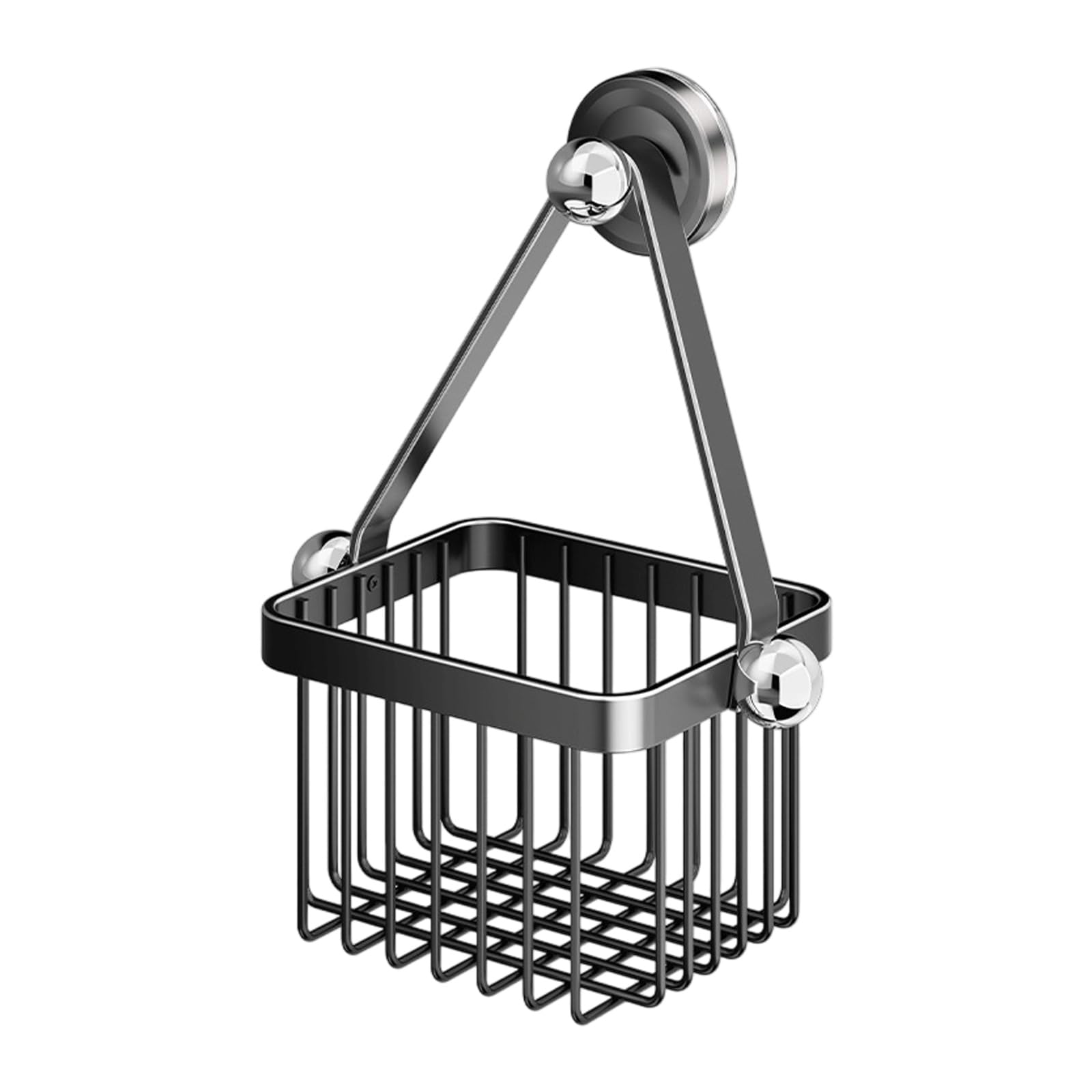 Elnwnnkc Rustproof Ventilated Kitchen Basket, Strong Suction Cup Adhesive, Carbon Steel for Utensils & Produce Carbon Steel for Utensils & Produce