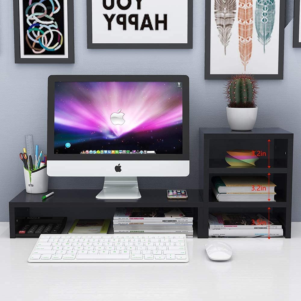 Accloo 3 Tier Wood Monitor Stand Riser With Storage Computer ...