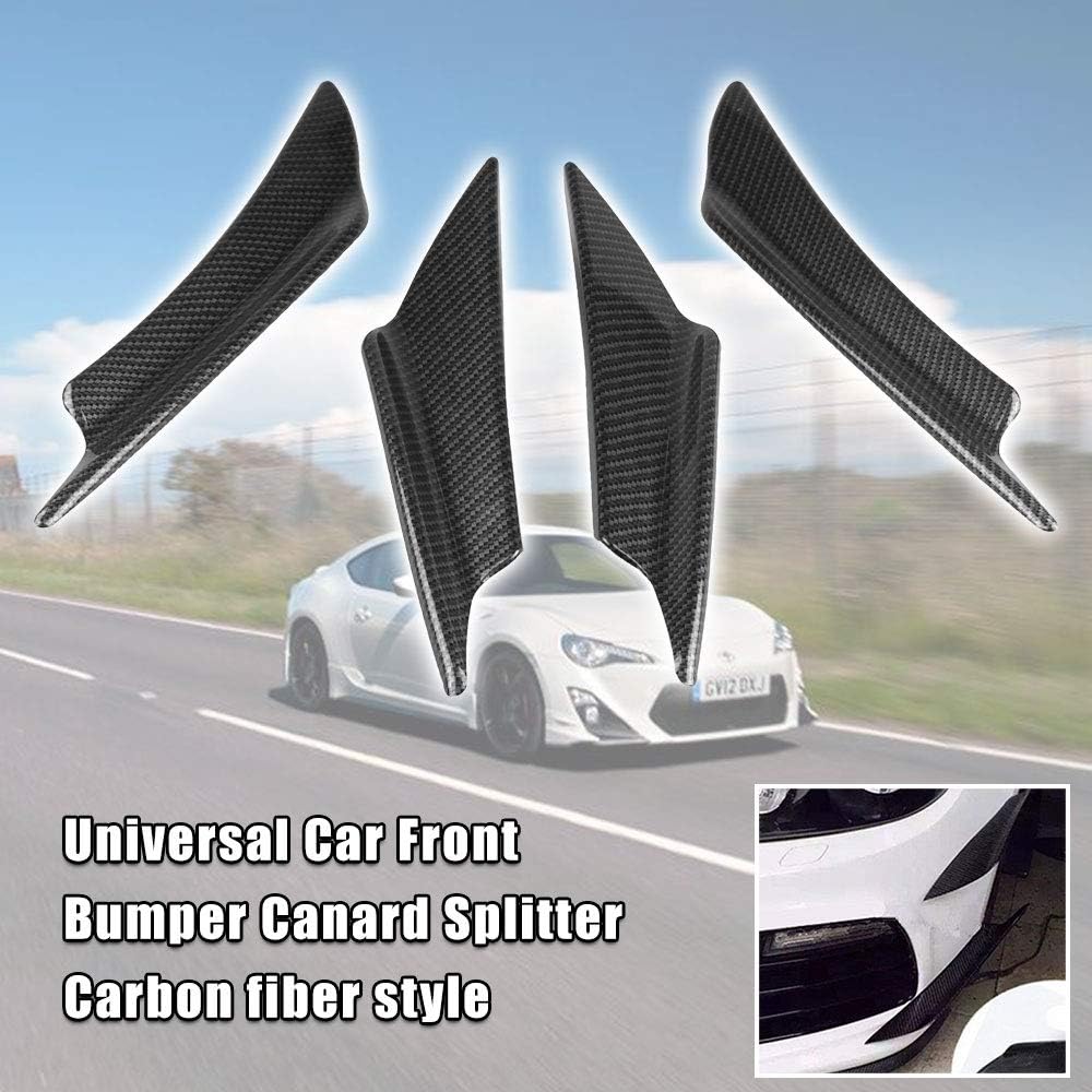 Alpha Racing Ruien Universal 4 PCS Plastic Car Front Bumper Canard Splitter Canards Exterior Carbon Fiber Style