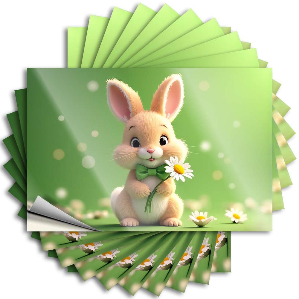 Man Cave Decorations Case Decal - A Cute Bunny Holding Daisies. Heavy Durable Sticker Easy Apply for Science Decor(12X18CM)