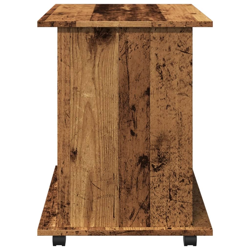 Kontener na kółkach z materiału drewnopochodnego o wyglądzie starego drewna, 60 x 45 x 60 cm, mobilna szafka wielofunkcyjna z miejscem do przechowywania, zamykany, do biura, salonu, sypialni