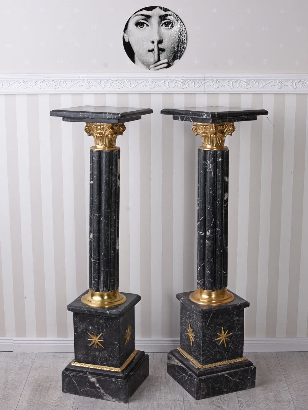 Bar082 Palazzo kolumna marmurowa, 2 sztuki, czarna, podest, marmur, pilaster, 105 cm