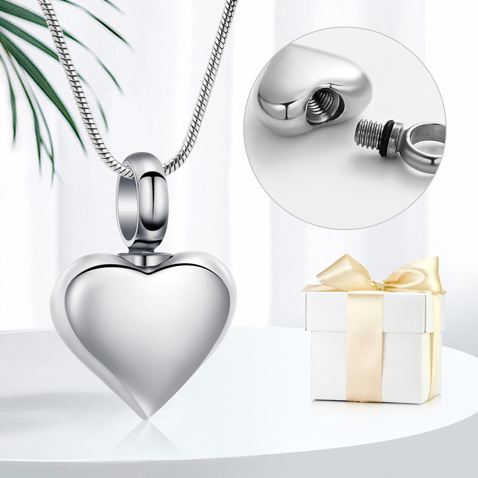 Piccolo cuore cremazione urna collana per cenere in acciaio inox Memorial Cenere Ciondolo Keepake Gioielli