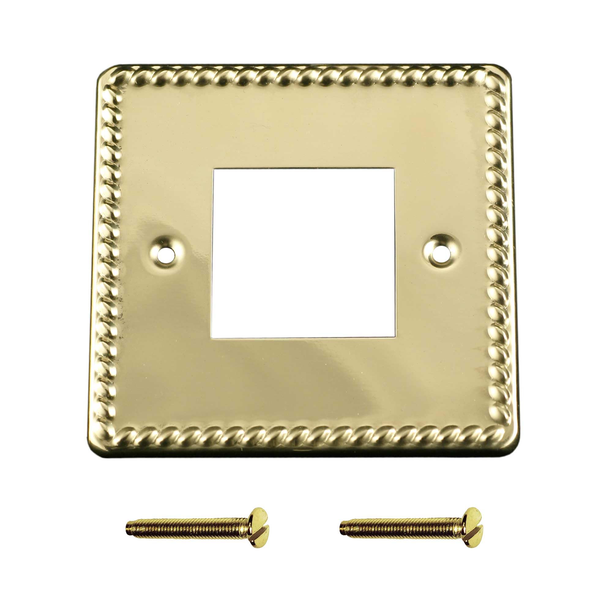 ElekTek Polished Brass Georgian Rope Double Light Switch Metal Cover Plate Conversion - No Wiring or Switch Removal Necessary
