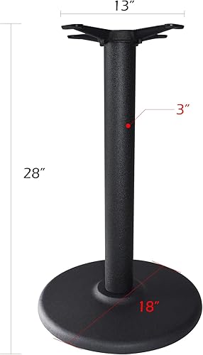 Miniatura 2 de DECFUL Base redonda para mesa de restaurante, base de hierro fundido de 18 pulgadas con columna de metal de 3 x 25 pulgadas de alto para restaurante