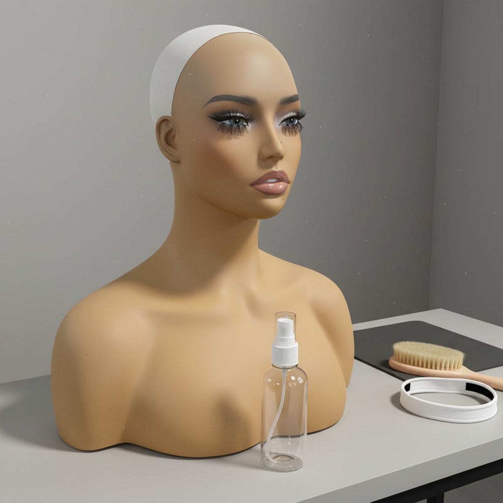 Perücke Aufstellkopf Damen Schaufensterpuppe Frisurenmodell PVC mit Natürlicher Oberfläche für Haarstyling für Studio Friseursalon