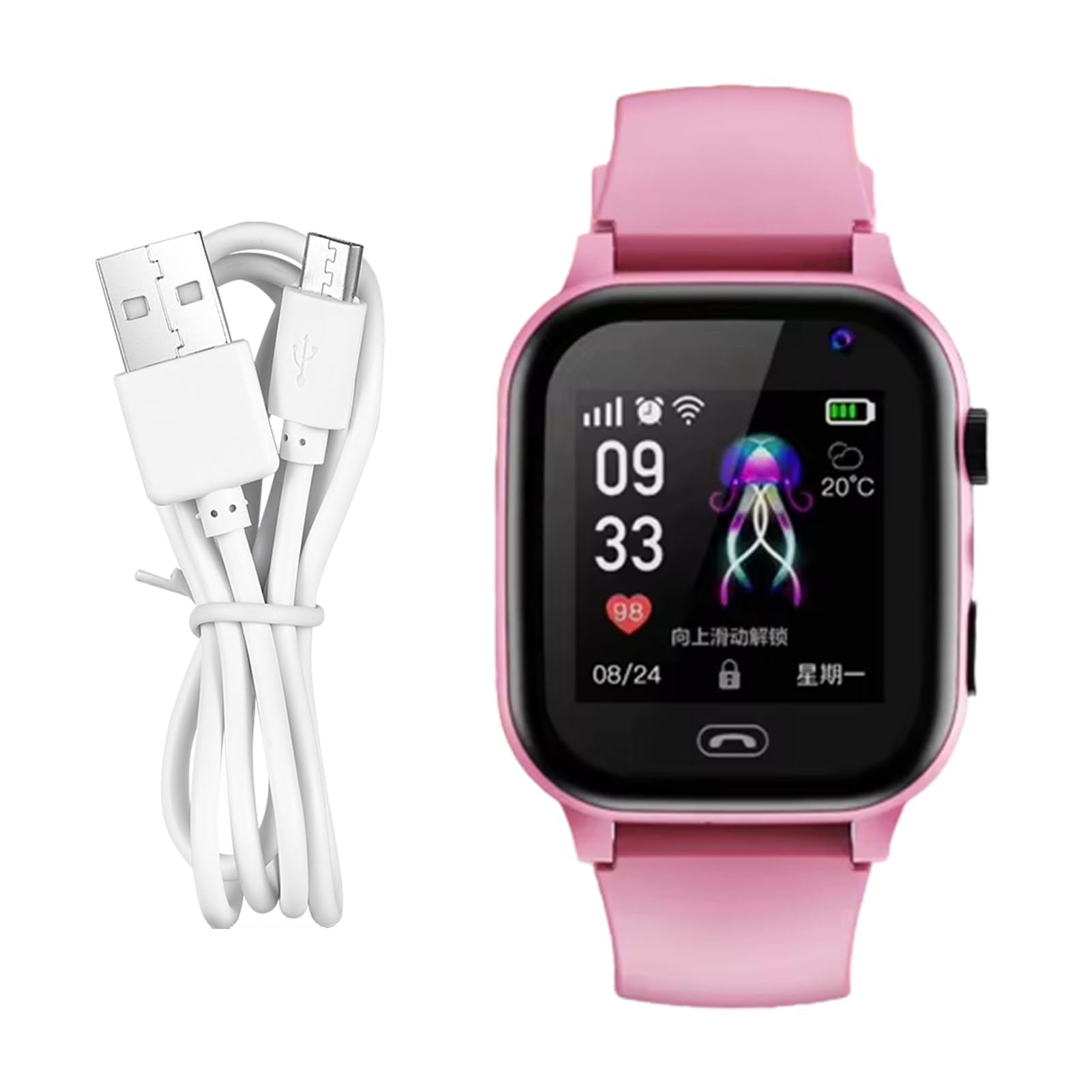 4G GPS Smart Watch Kids - Reloj móvil con pantalla táctil impermeable con linterna de cámara de llamada SOS | Teléfono recargable Gadget de muñeca de mano para niños con ranura para tarjeta S.I.M y