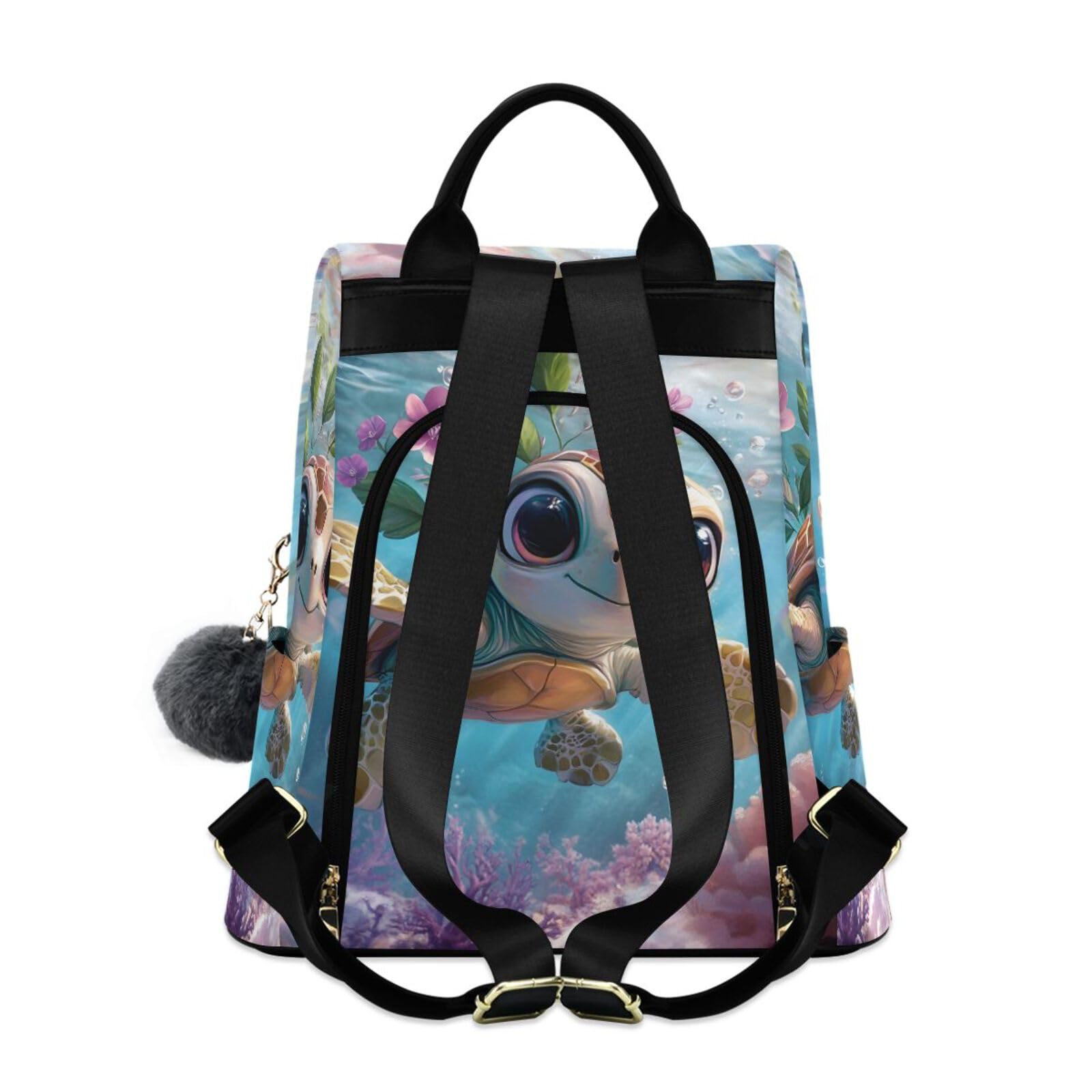 Underwater Cute Sea Turtle Backpack for Women Anti Theft Large Fashion Travel Shoulder Bag Purse Rucksack Lightweight