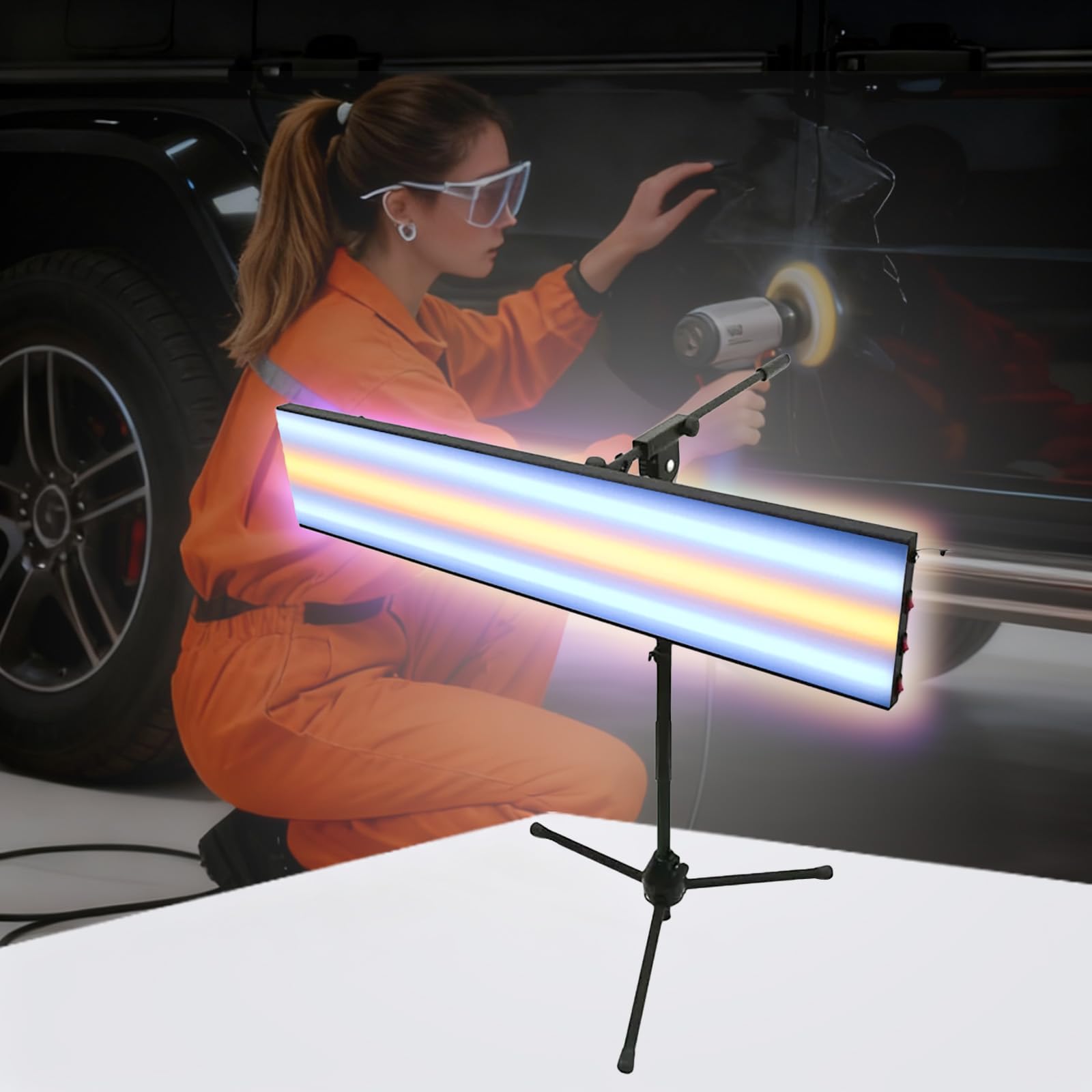 Lampe de débosselage sans peinture pour voitures, lampe LED 12 V CC avec support réglable, pour le débosselage sans peinture de voitures