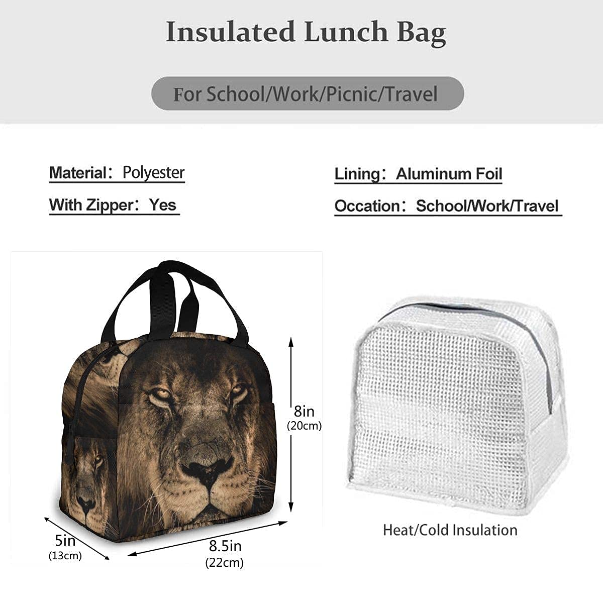 BigOtters Borsa Termica Per Pranzo Con Elefanti – Porta Pranzo Isolata Per Donne, Uomini E Bambini – Idea Regalo Per Picnic, Scuola E Ufficio