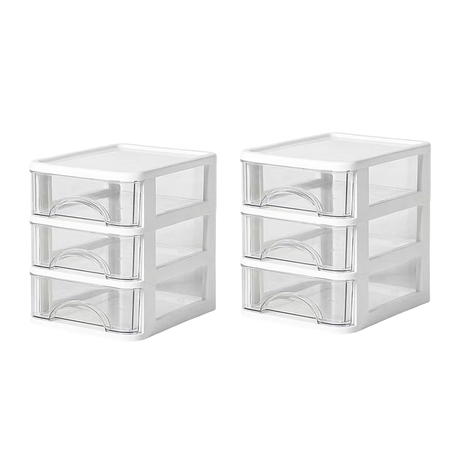 Desktop Organizers with 3 Drawer Clear Plastic Storage and Organizer 2 Pack Makeup Organization for Home School Office Stationerg