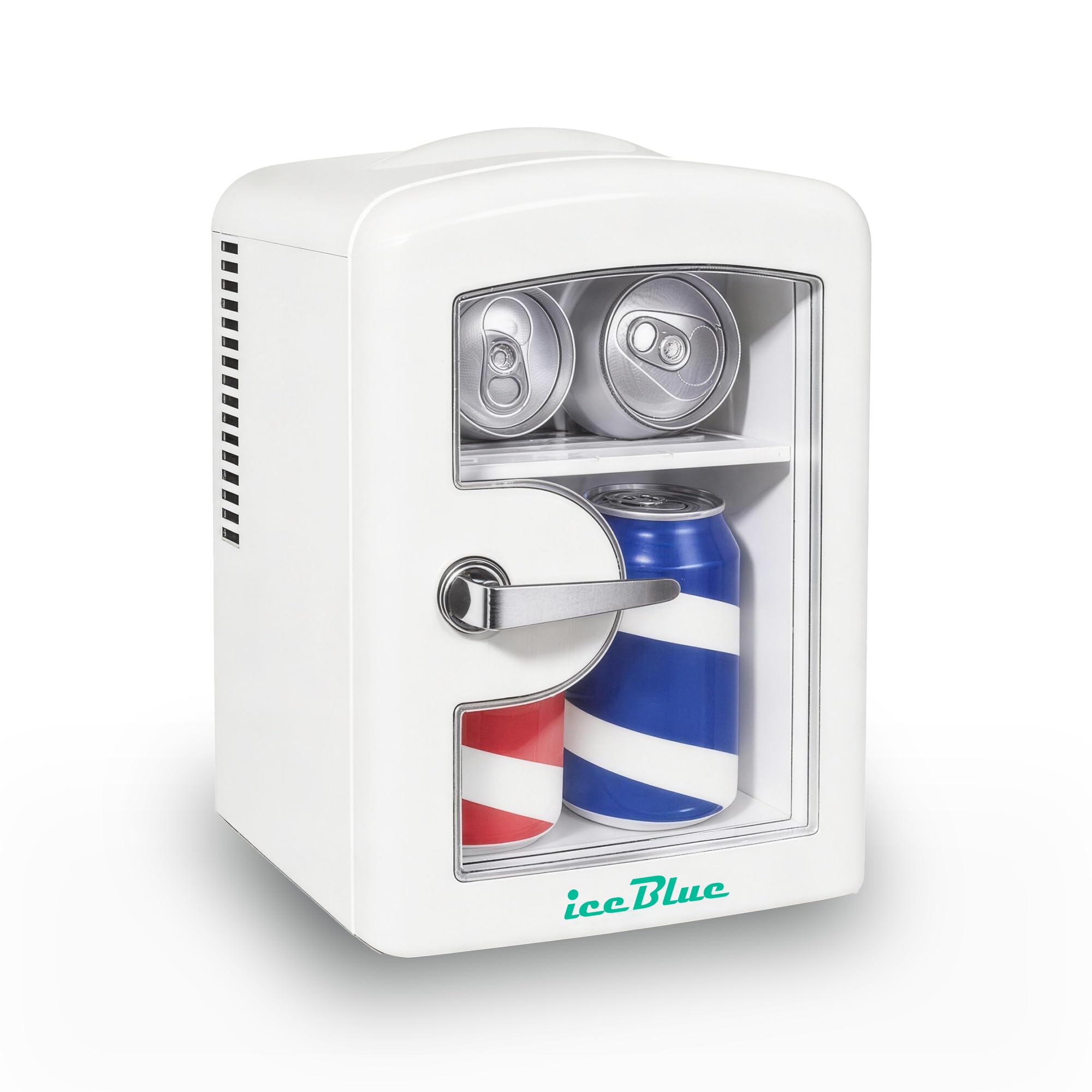 Mini Fridge, 4 Liter /6 Cans Skincare Fridge with Viewing Window (White)