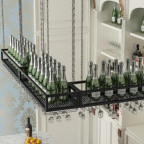 Porte-verres à vin suspendu au plafond à chaîne métallique réglable