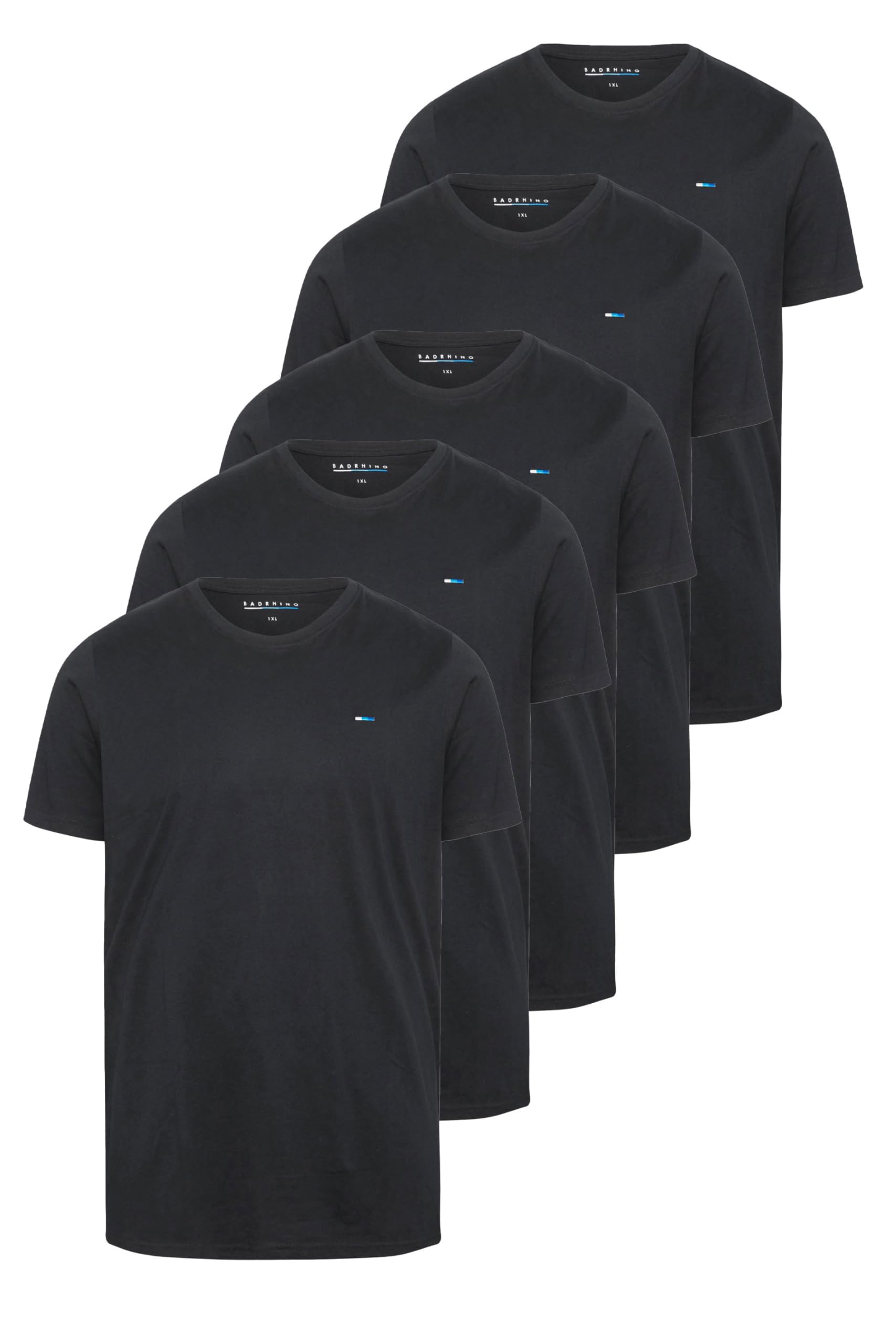 BadRhino 5 Pack Longline T-Shirts, Black, Size 7-8Xl, Men