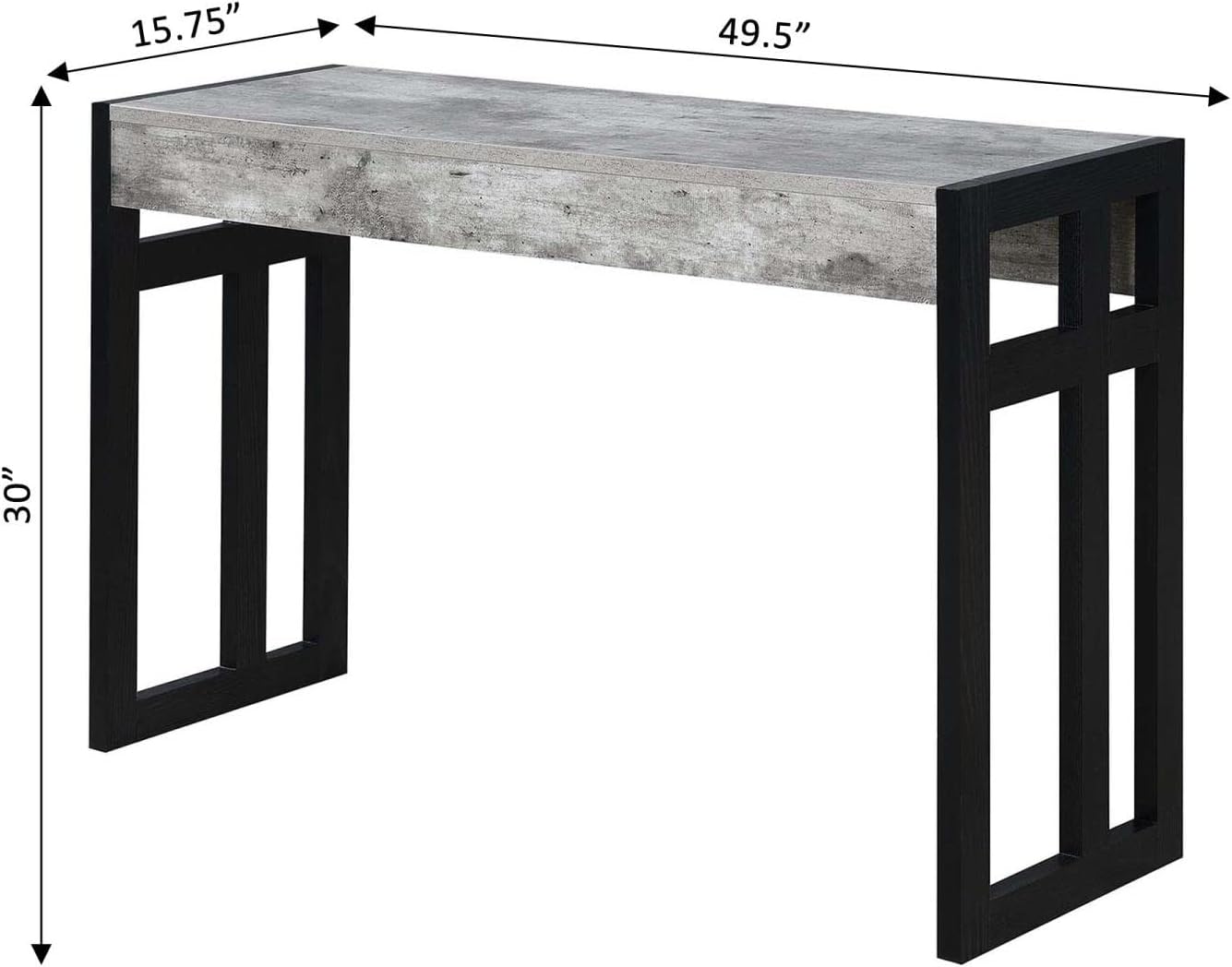 Faux Birch and Black Wood Console Table with Storage