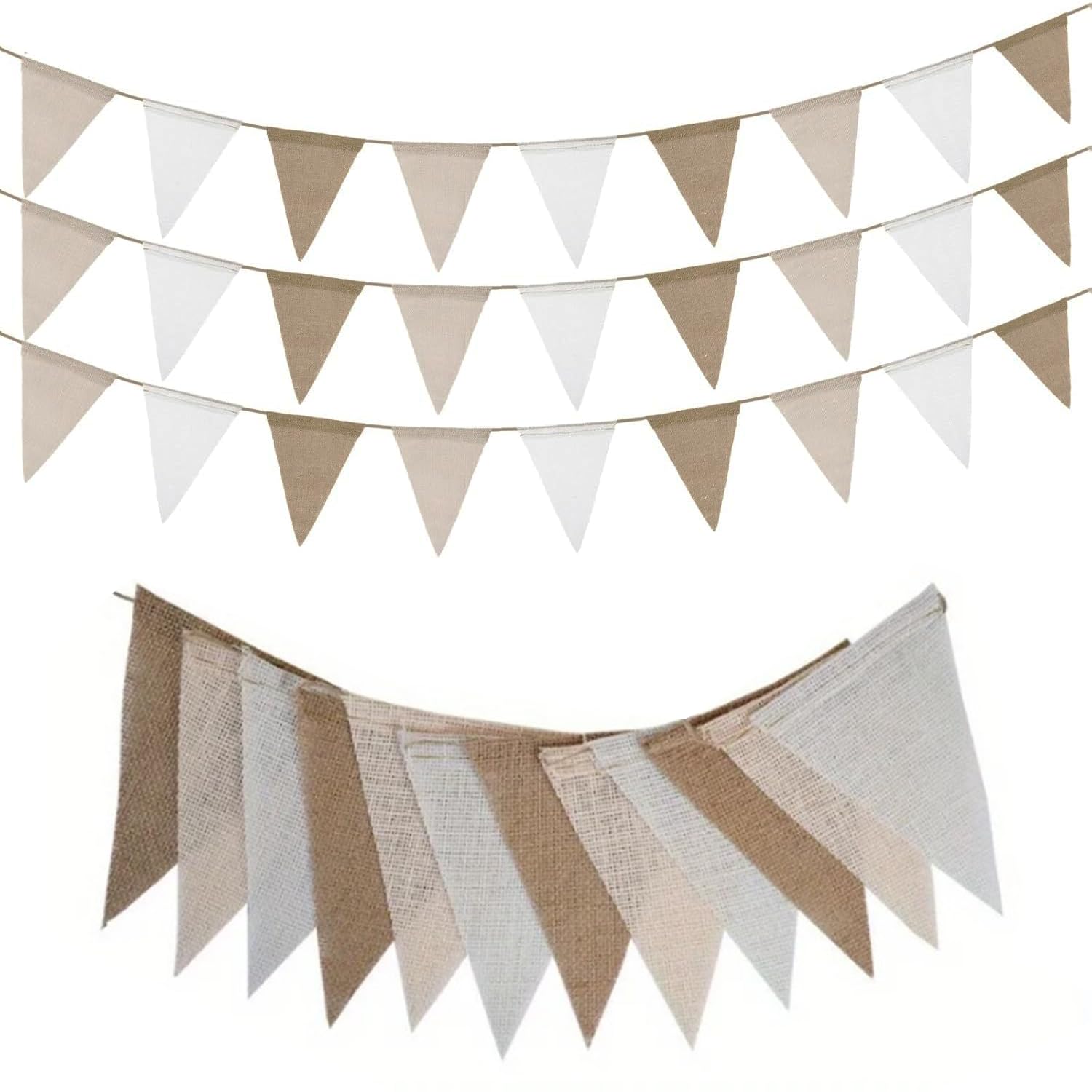 Esshogo Pack of 3 4M Bunting Jute Waterproof Bunting Garland Bunting Jute Bunting Linen Garland (Brown)
