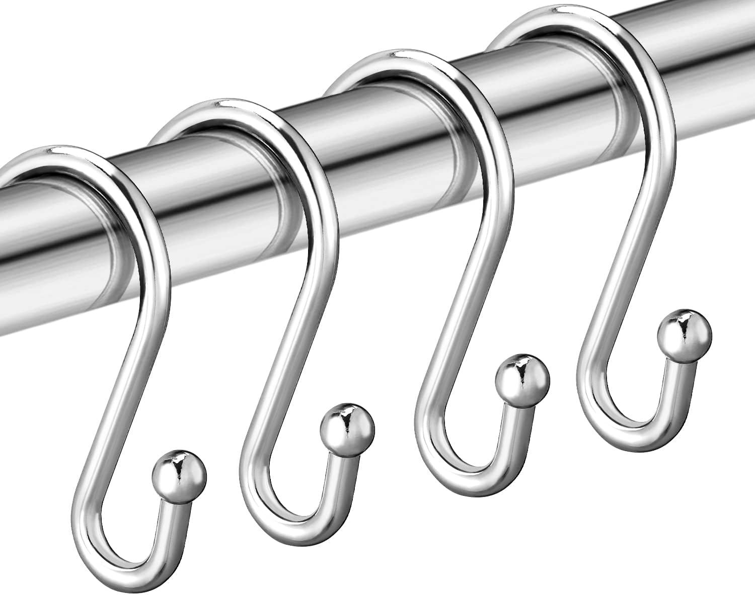 Silver Shower Curtain Hooks,Rust Proof Shower Curtain Rings