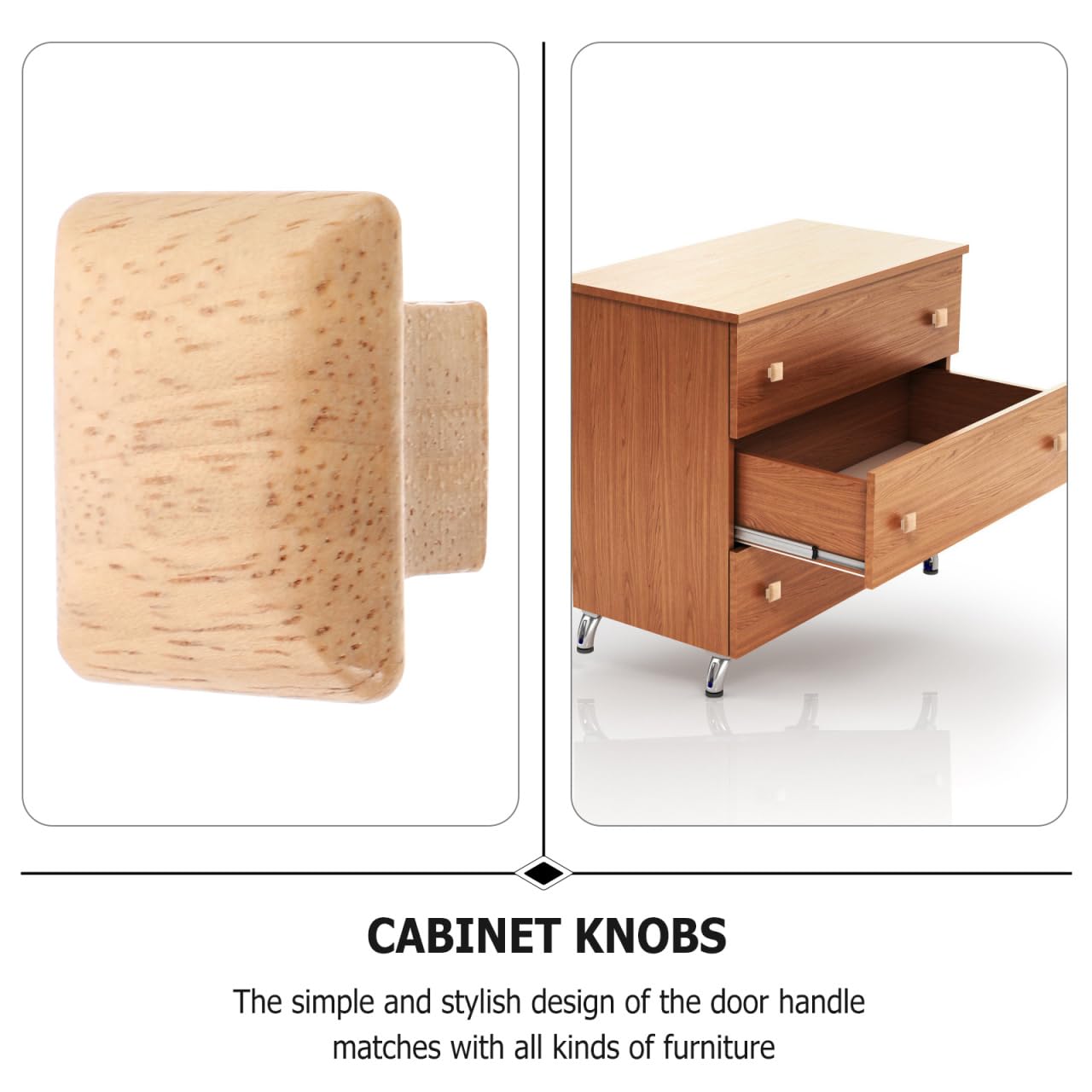 Angoily 10Pcs Boutons En Bois Massif CarréS Pour Meubles