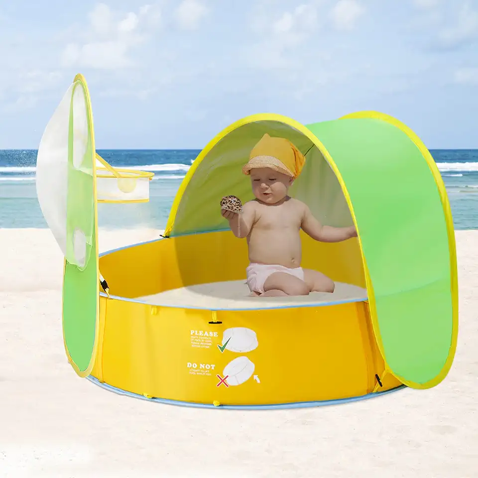 FBSPORT Barraca de Praia para Bebês com FPS 50+ e Arco de Basquete