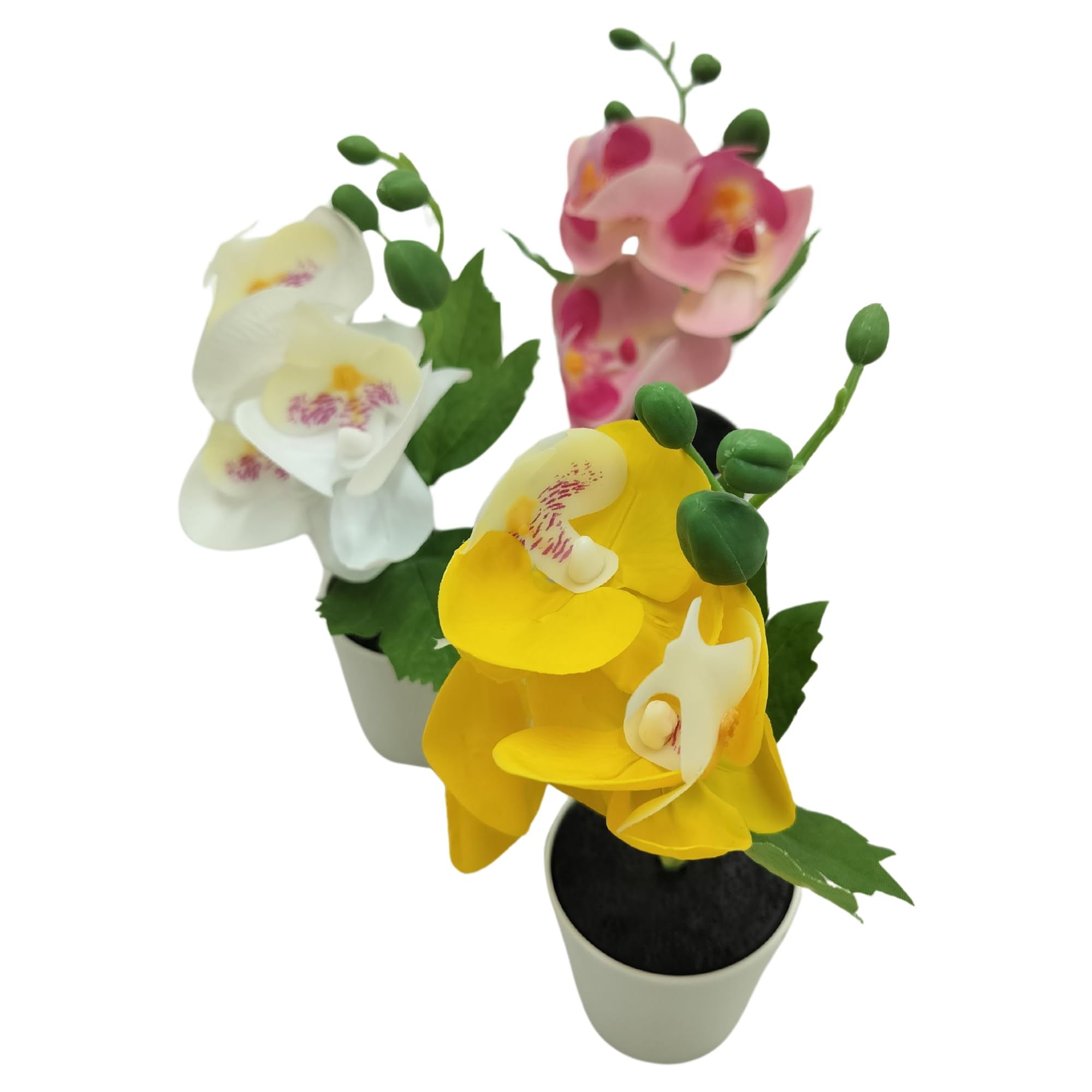 Kraft Seeds by 10CLUB Artificial Orchid Potted Plant | Set of 3 | Small - White, Yellow, Pink | Table Houseplants | Faux Flowers for Home Décor (B0D37T2D8L) Amazon Price History, Amazon Price Tracker