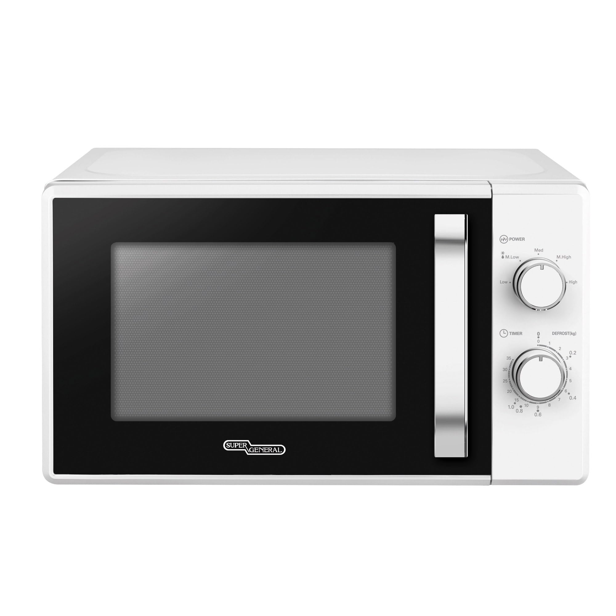20 Liter Microwave Oven SGMM921NHW, 700W, 5 Microwave Power Levels, 35-Minute Kitchen Timer, Defrost, Cooking End Signal, Defrost Timer, 43.9x35.8x25.8cm (DxWxH), White