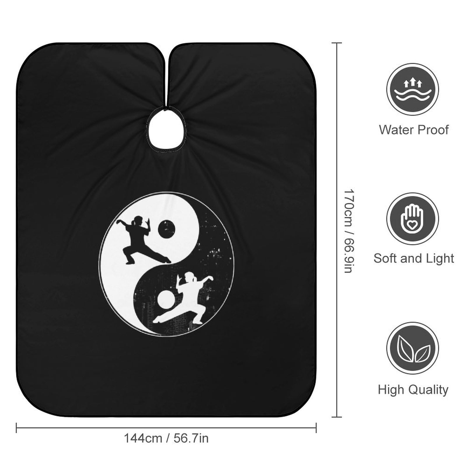 TaiChi Yinyang Kungfu Hair Cutting Cape for Men Women Waterproof Barber Cape Adjustable Salon Haircut Capes