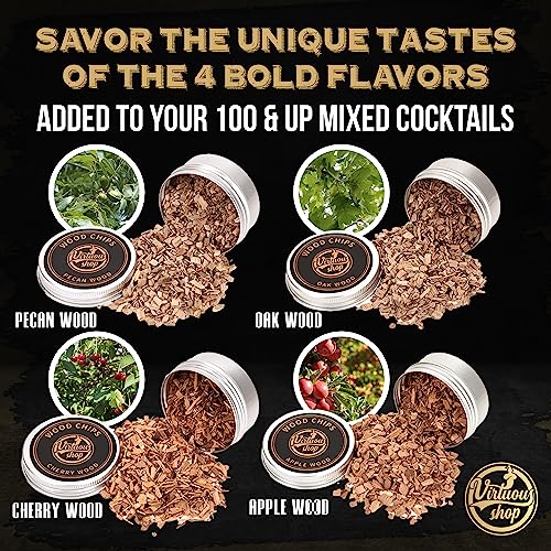 Virtuous Shop Cocktail Smoker Kit With Torch – 4 Flavors Wood Chips – Bourbon, Whiskey Smoke Infuser Kit thumb #8