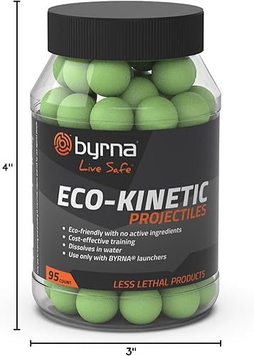 Miniatura 7 de Byrna Eco-Kinetic Projectiles - Rondas de proyectiles de entrenamiento y recreación para lanzadores Byrna con tecnología de impacto visual, soluble