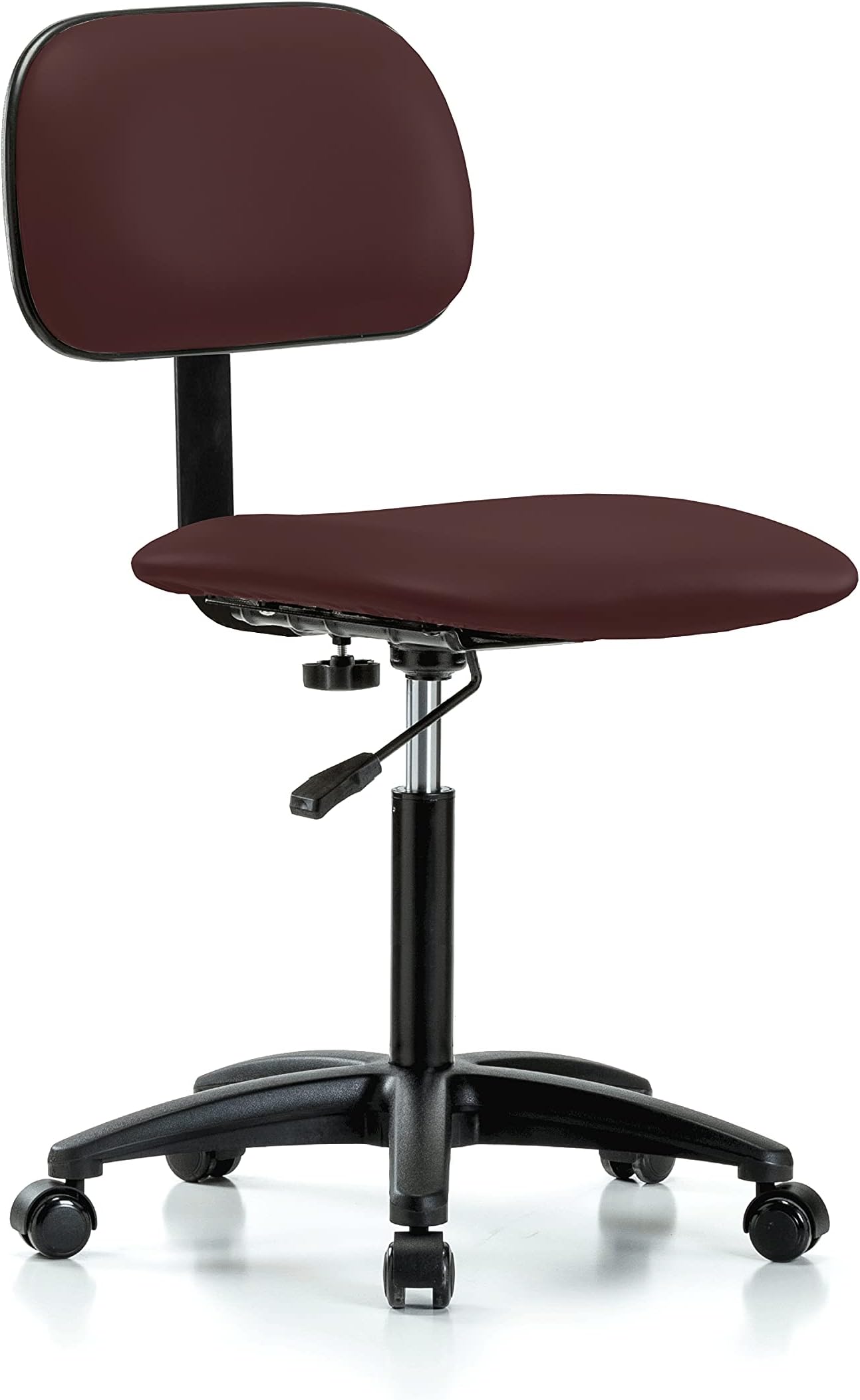 Perch Lab Chair with Adjustable Backrest | Medium Bench Height 20-27" | Burgandy Vinyl