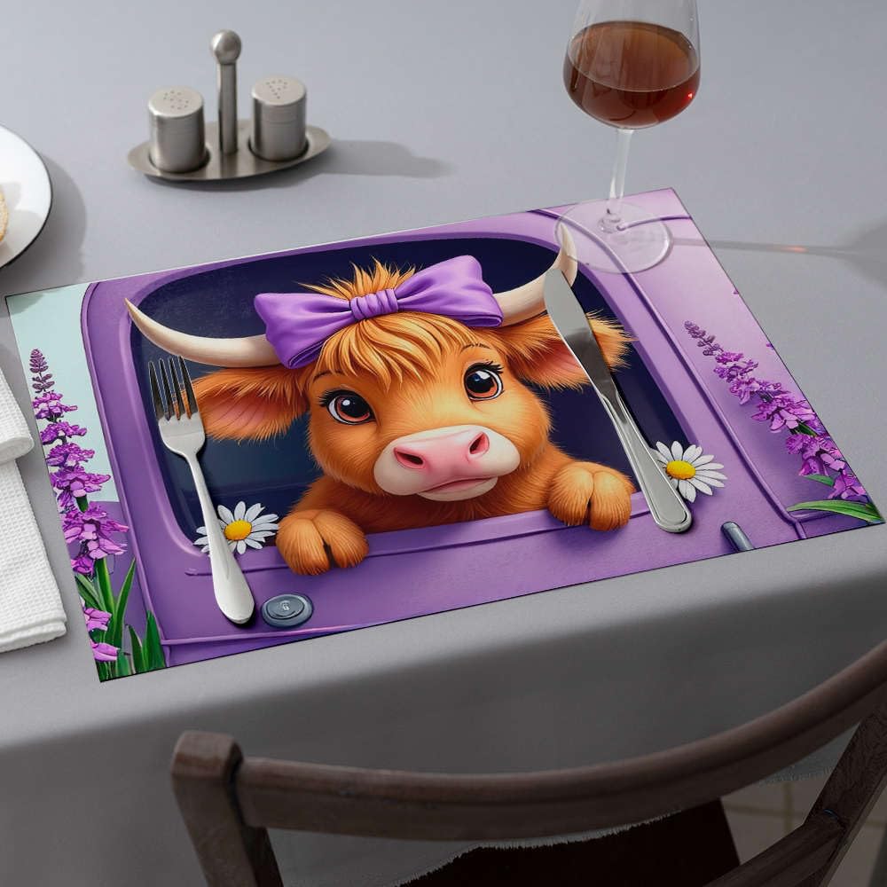 Set de table vache violet lot de 6 pour stopper les rayures et décorer votre cuisine facilement
