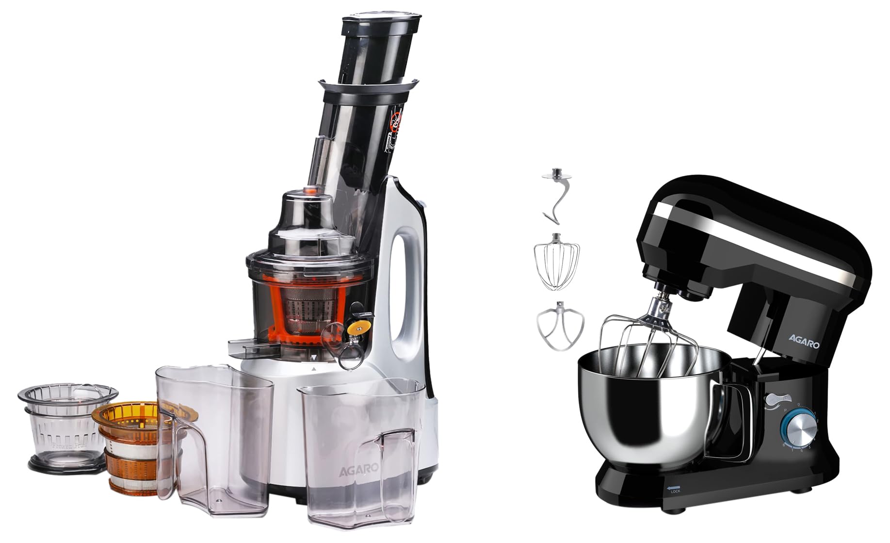 AGARO Imperial 240-Watt Slow Juicer with Cold Press Technology & AGARO Royal Stand Mixer 1000W with 5L SS Bowl and 8 Speed Setting (Black)-image-38