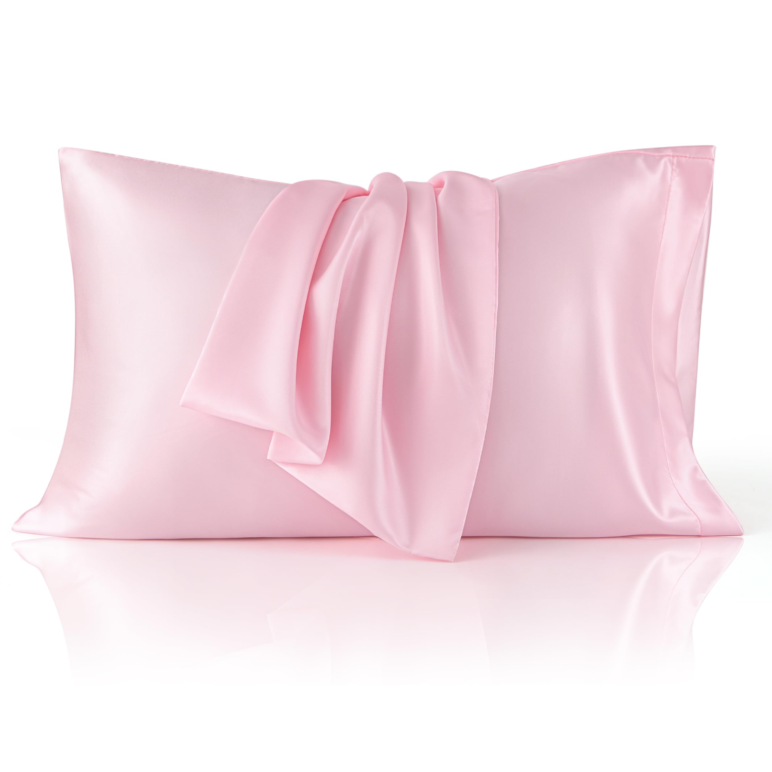 Bedsure Satin Pillowcase for Hair and Skin Queen, Similar to Silk Pillow Cases, Valentine Pillow Covers Set of 2 with Envelope Closure, Pink Room