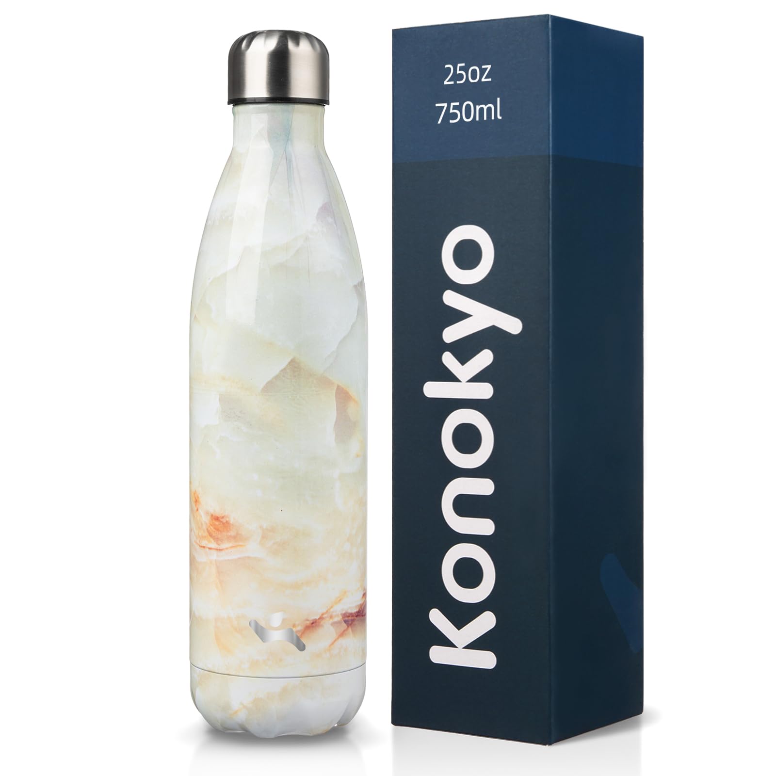 Konokyo 25 oz Insulated Stainless Steel Water Bottle, Marble Jade