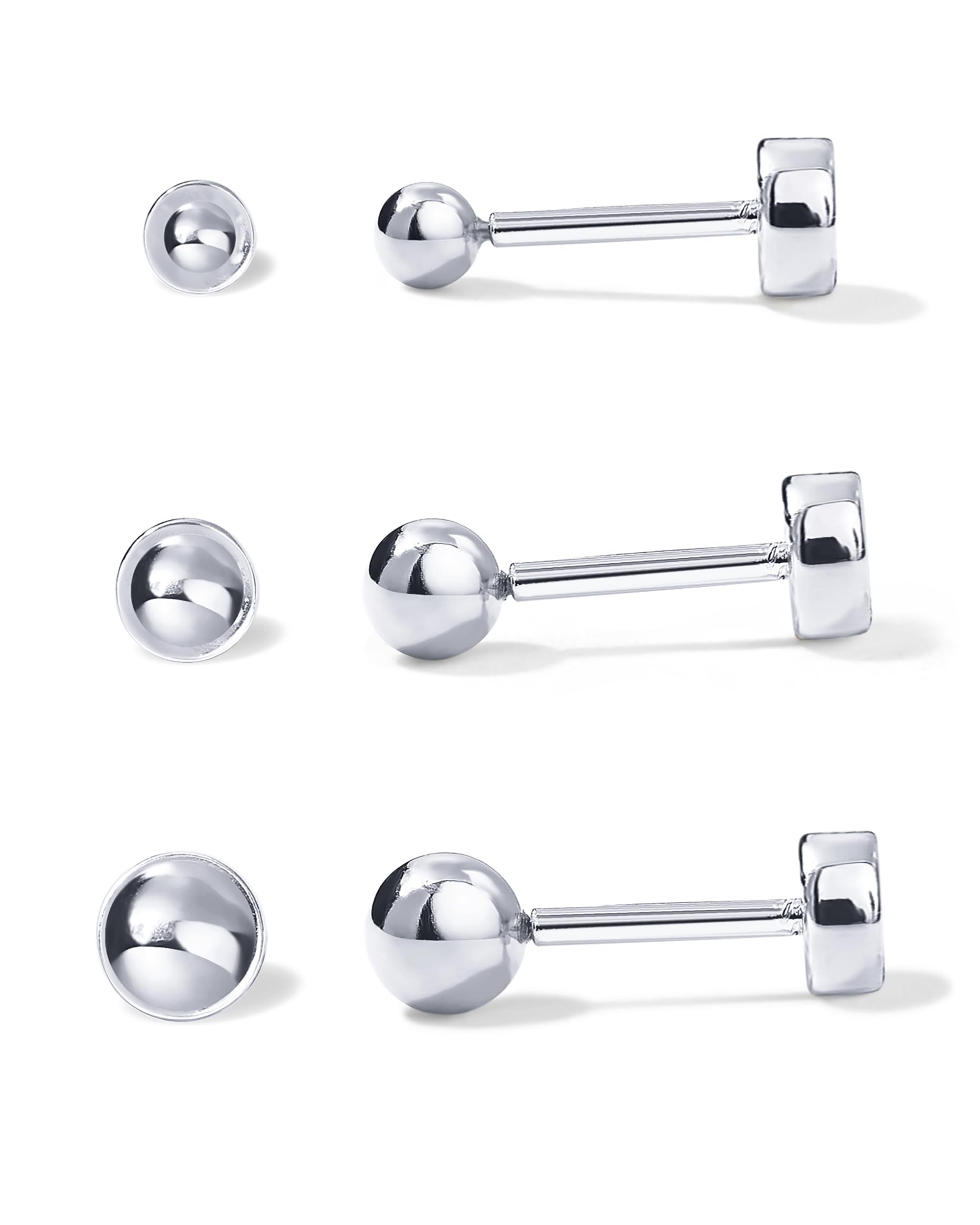 PAVOI 14K Gold Plated Ball Flatback Earrings for Women, Cartilage Stud