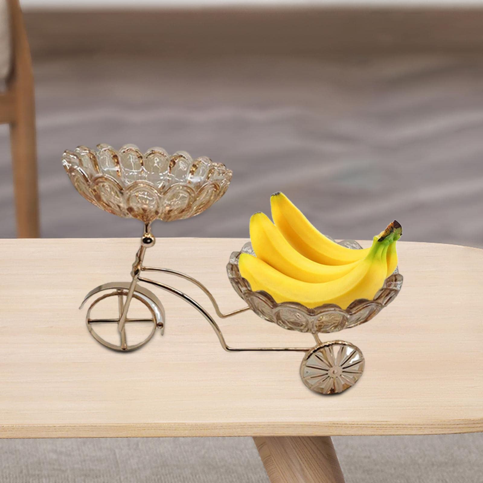 Bandeja para Frutas, Soporte para, Expositor de Aperitivos, Bandeja de Servir, Cesta de Almacenamiento Apilable, de Metal Y Vidrio, Pluma de ámbar, Individual