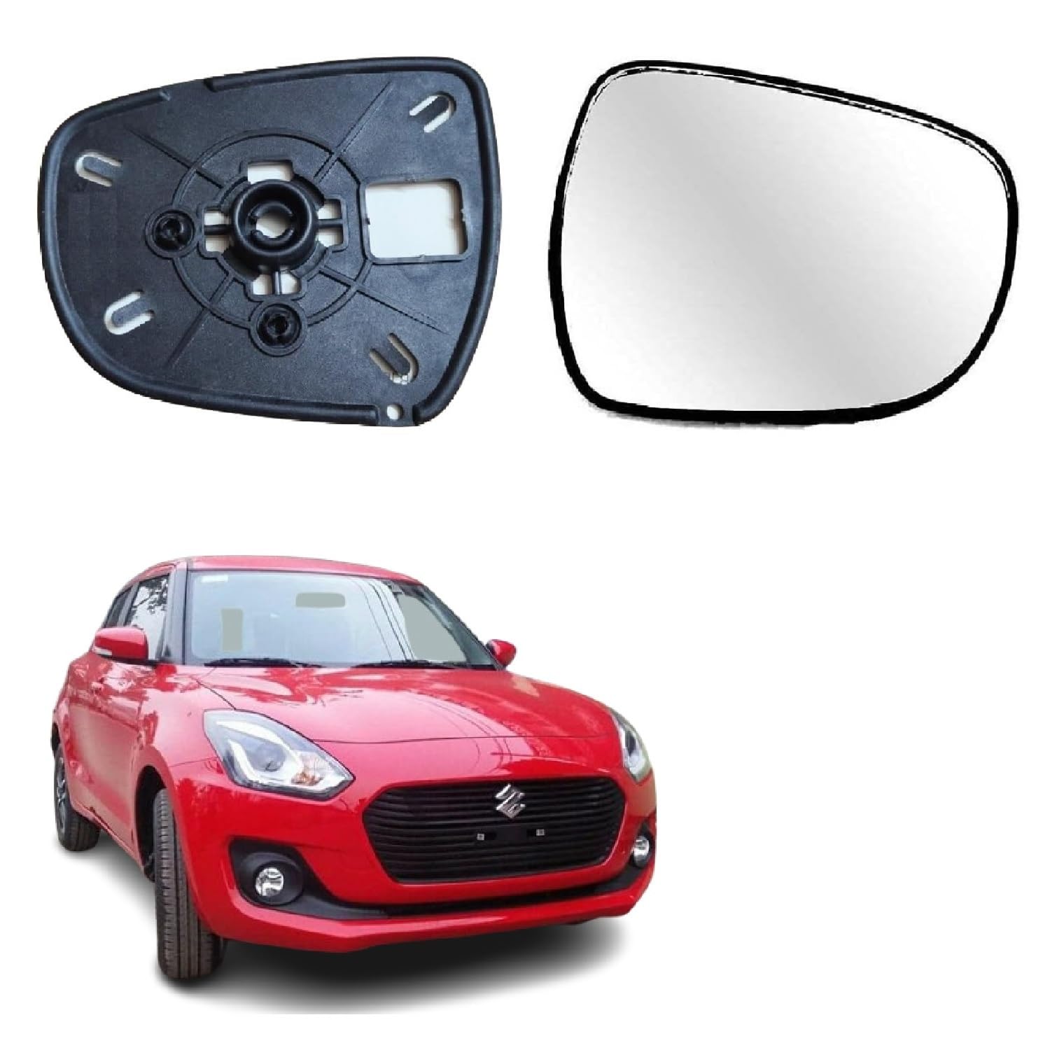 ORVM Side view Mirror Glass/Sub Mirror Plate for Maruti Suzuki Swift 2018-2025 Car Model(3RD, 4TH GEN MIRROR SIZE 4, RIGHT DRIVER SIDE)