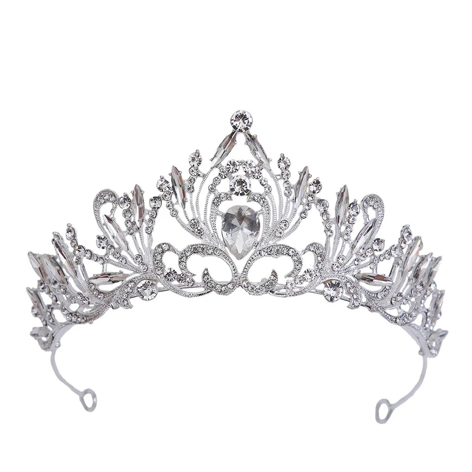 Corona Corona Tiara Diademas de Moda Coronas de no Accesorios for Tocado de Fiesta de Corona adecuados for Tiara de Boda, Tiara de cumpleaños for niña(Silver)