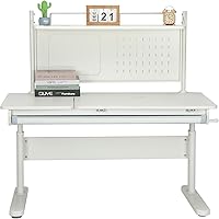 Vista 17 de FCD Escritorio ergonómico de madera de altura ajustable para niños con silla, mesa de dibujo, estación de computadora, estantería integrada