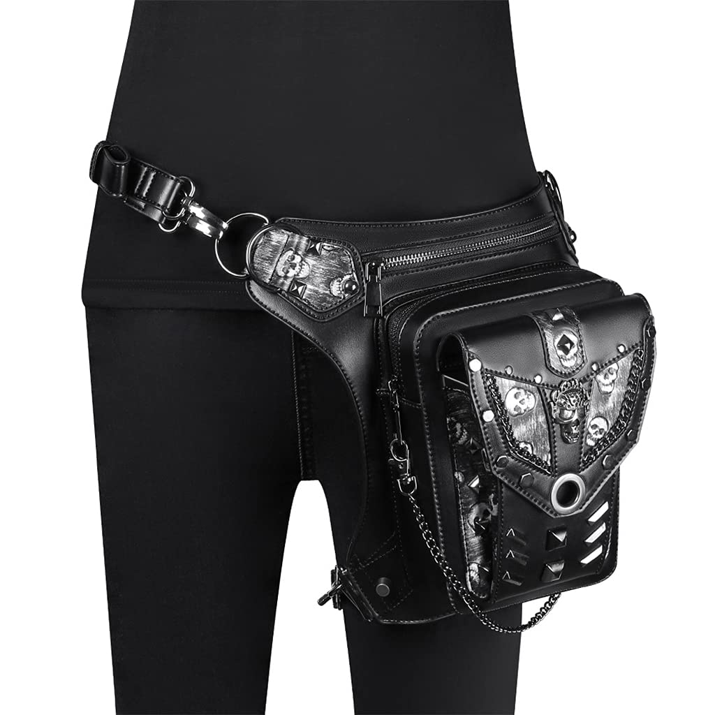 Sac Banane Steampunk Holster de Cuisse Besace Gothique Sacoche Épaule Vintage en Polyester Résistant Adapté pour Femmes Usage Quotidien Cyclisme